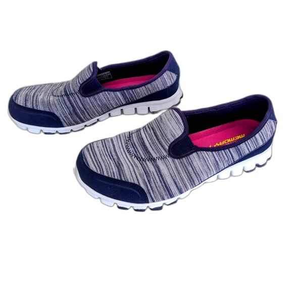 NEW Women's Skechers Memory Foam Blue Gray Slip On Loafer Shoes Size 8 NWT - Picture 2 of 8